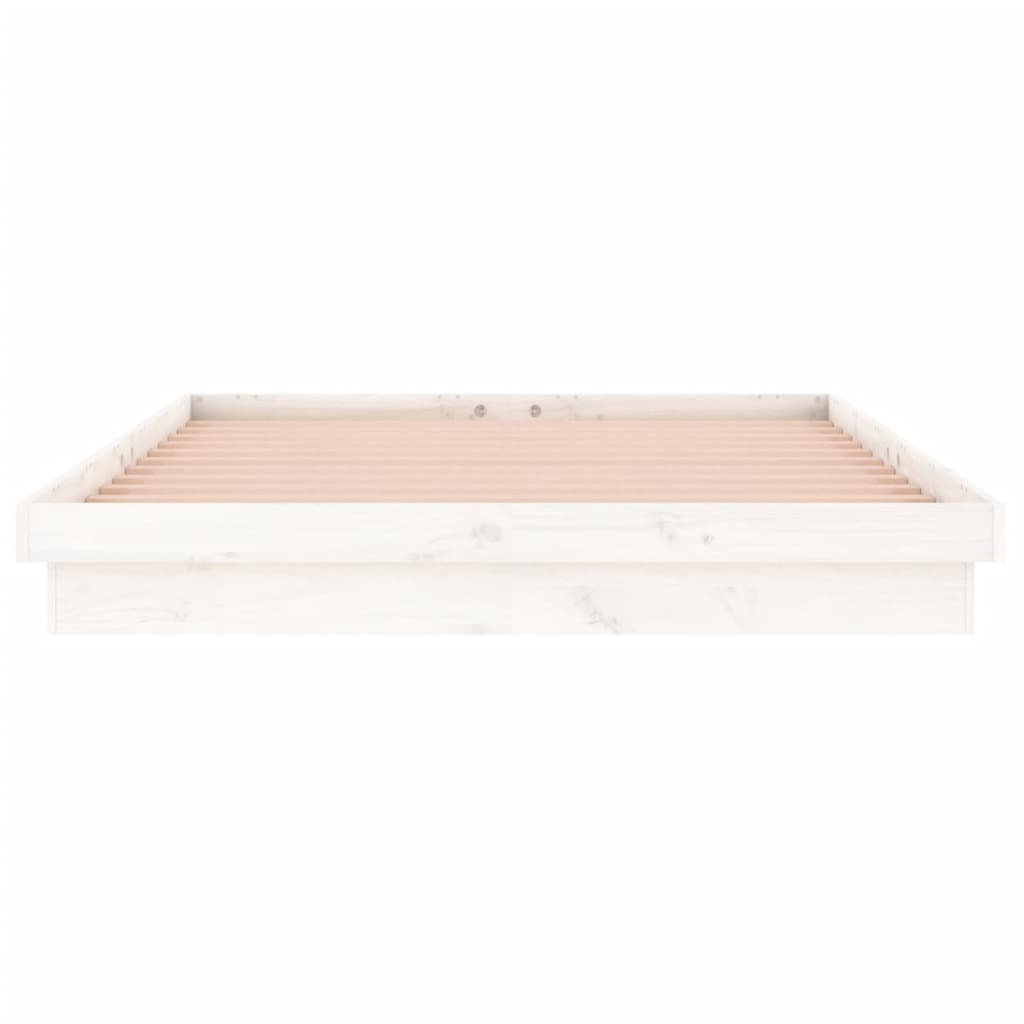 LED okvir za krevet bijela 140 x 190 cm od masivnog drva