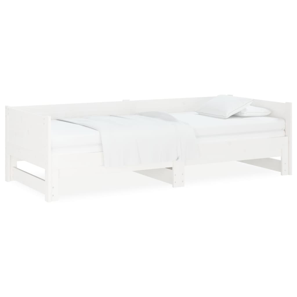 Dnevni ležaj na izvlačenje bijeli 2x(90x190)cm masivna borovina