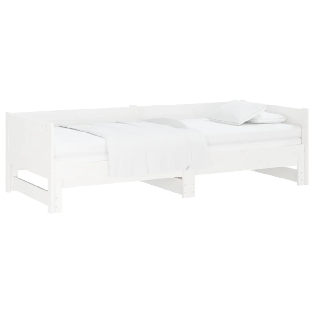 Dnevni ležaj na izvlačenje bijeli 2x(90x190)cm masivna borovina