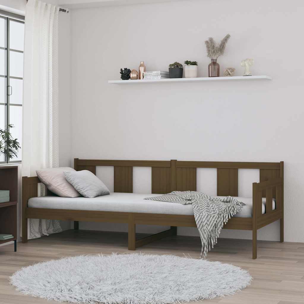 Dnevni ležaj od masivne borovine smeđa boja meda 90 x 190 cm