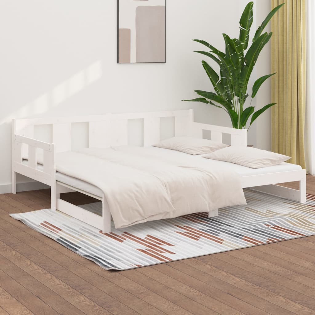 Dnevni ležaj na izvlačenje bijeli 2x(90x190)cm masivna borovina