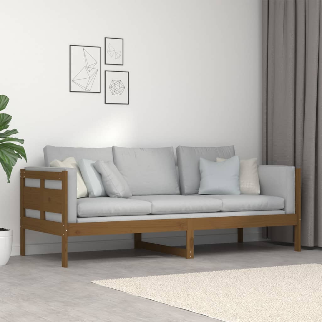 Dnevni ležaj od masivne borovine smeđa boja meda 80 x 200 cm