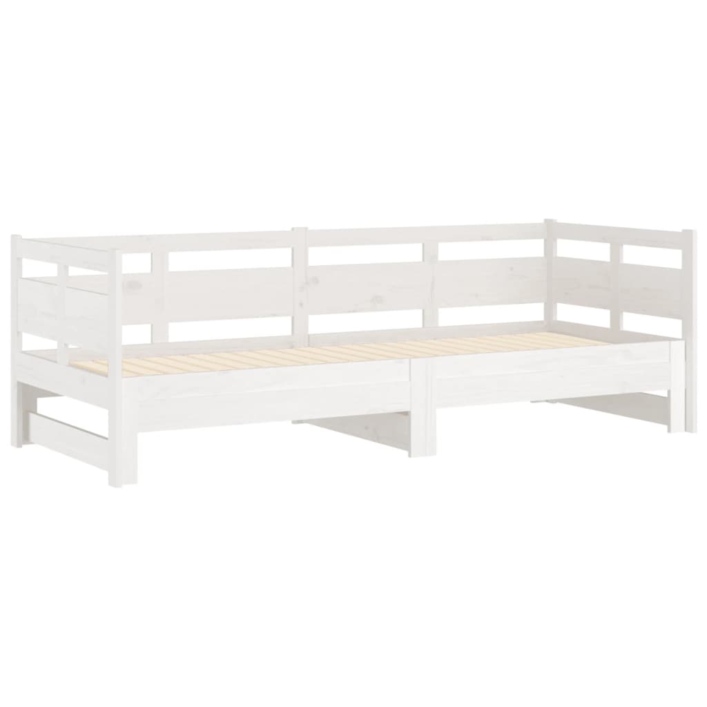 Dnevni ležaj na izvlačenje bijeli 2x(90x200)cm masivna borovina