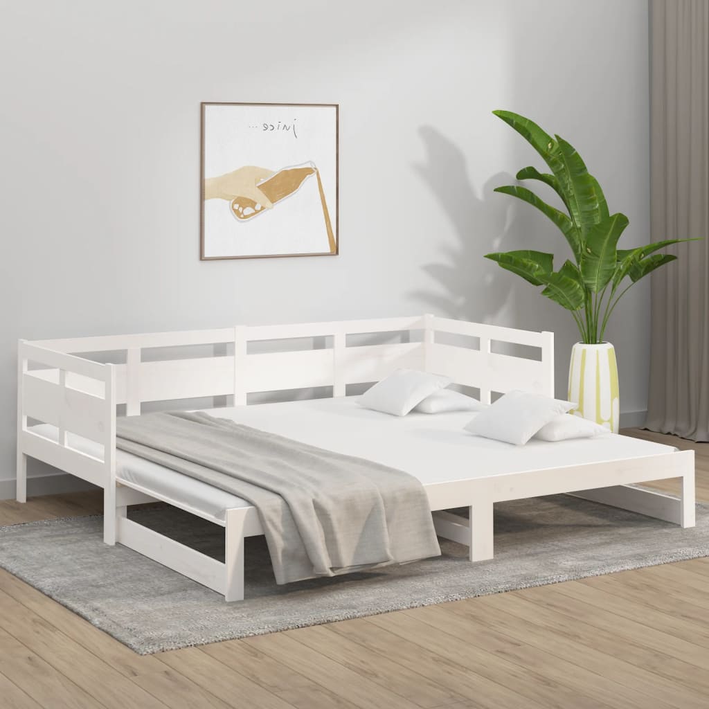 Dnevni ležaj na izvlačenje 2 x (80 x 200) cm bijeli od borovine