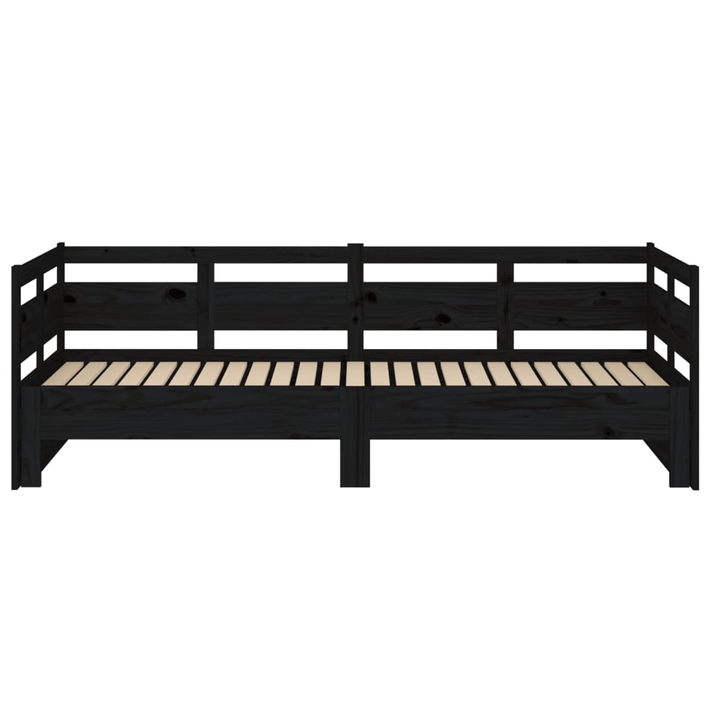 Dnevni ležaj na izvlačenje crni 2x (80x200) cm masivna borovina