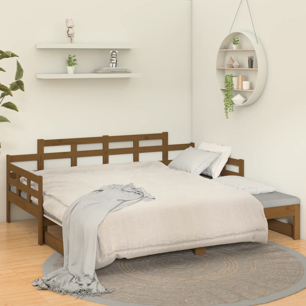 Dnevni ležaj na izvlačenje boja meda 2x(90x190) cm od borovine