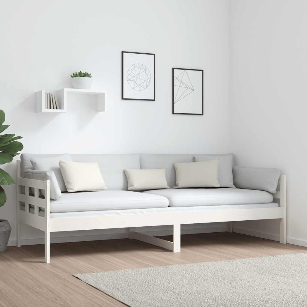 Dnevni ležaj bijeli 80 x 200 cm od masivne borovine