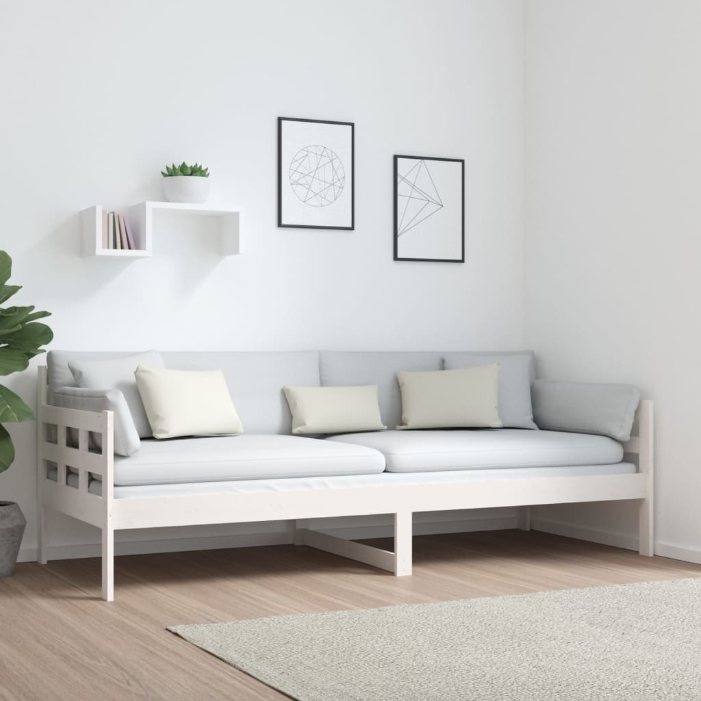 Dnevni ležaj bijeli 80 x 200 cm od masivne borovine