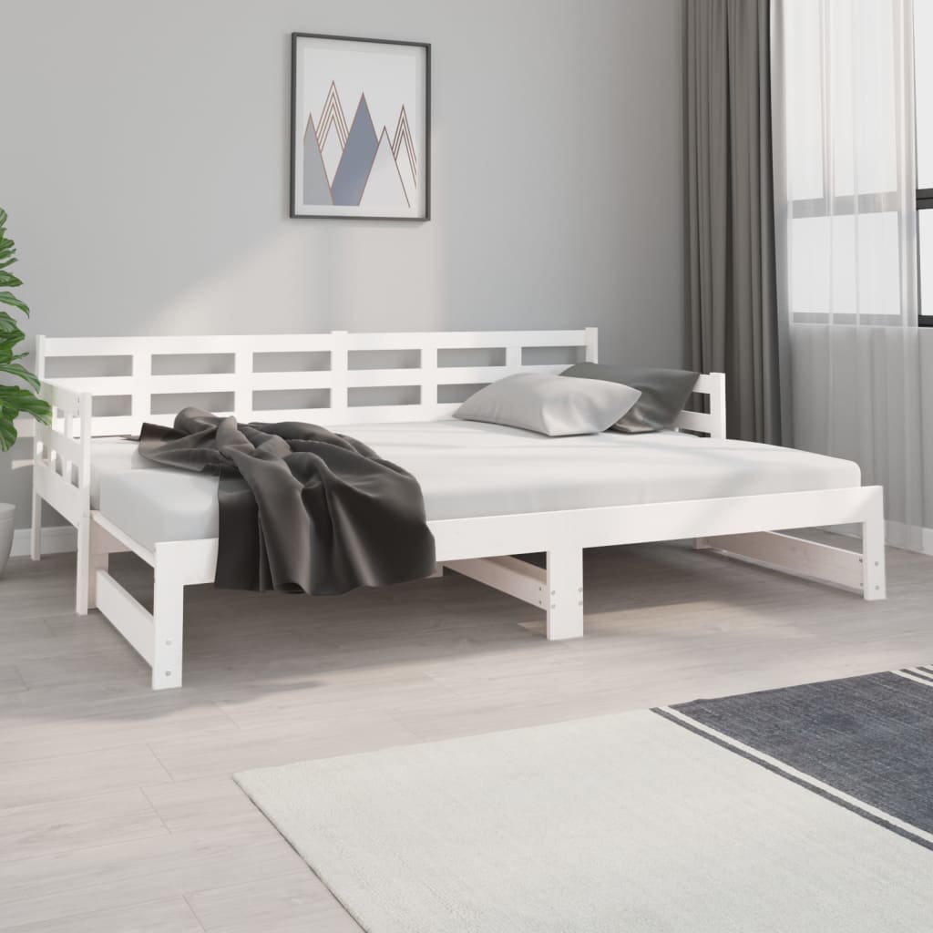 Dnevni ležaj na izvlačenje 2 x (80 x 200) cm bijeli od borovine