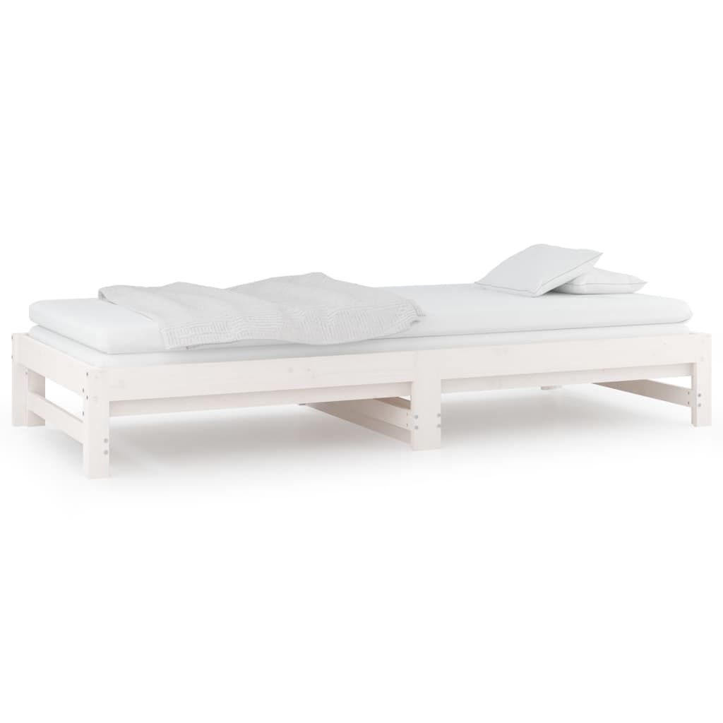 Dnevni ležaj na izvlačenje bijeli 2x(80x200)cm masivna borovina