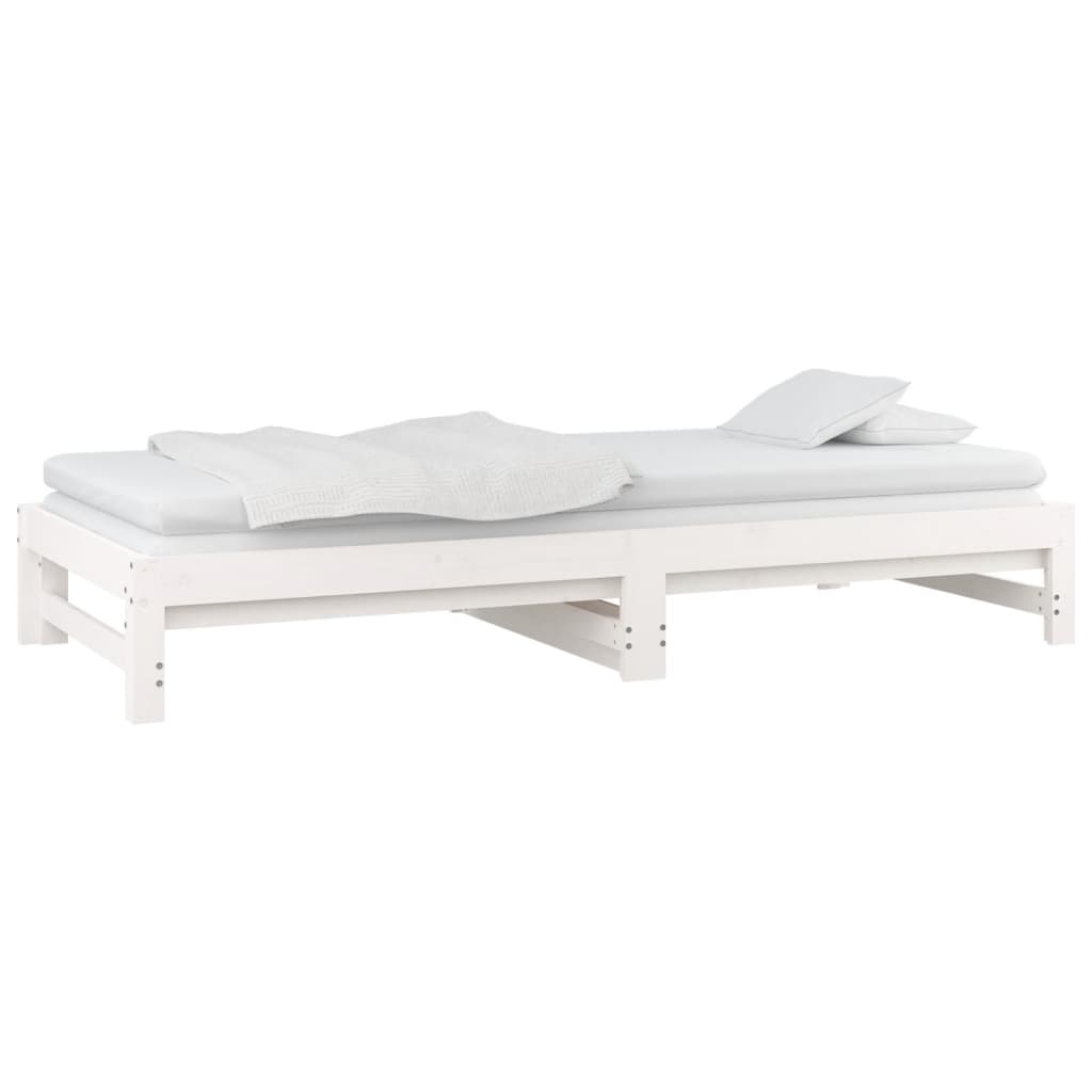 Dnevni ležaj na izvlačenje bijeli 2x(90x190)cm masivna borovina