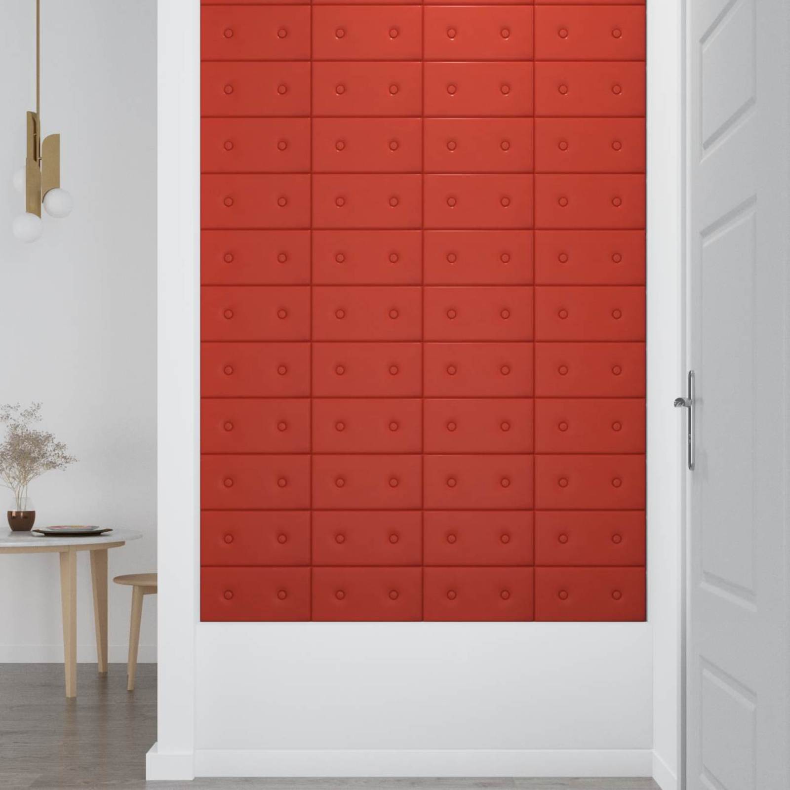 Zidna uzglavlja 12 pcs Crvena 30 x 15 cm Lažna koža