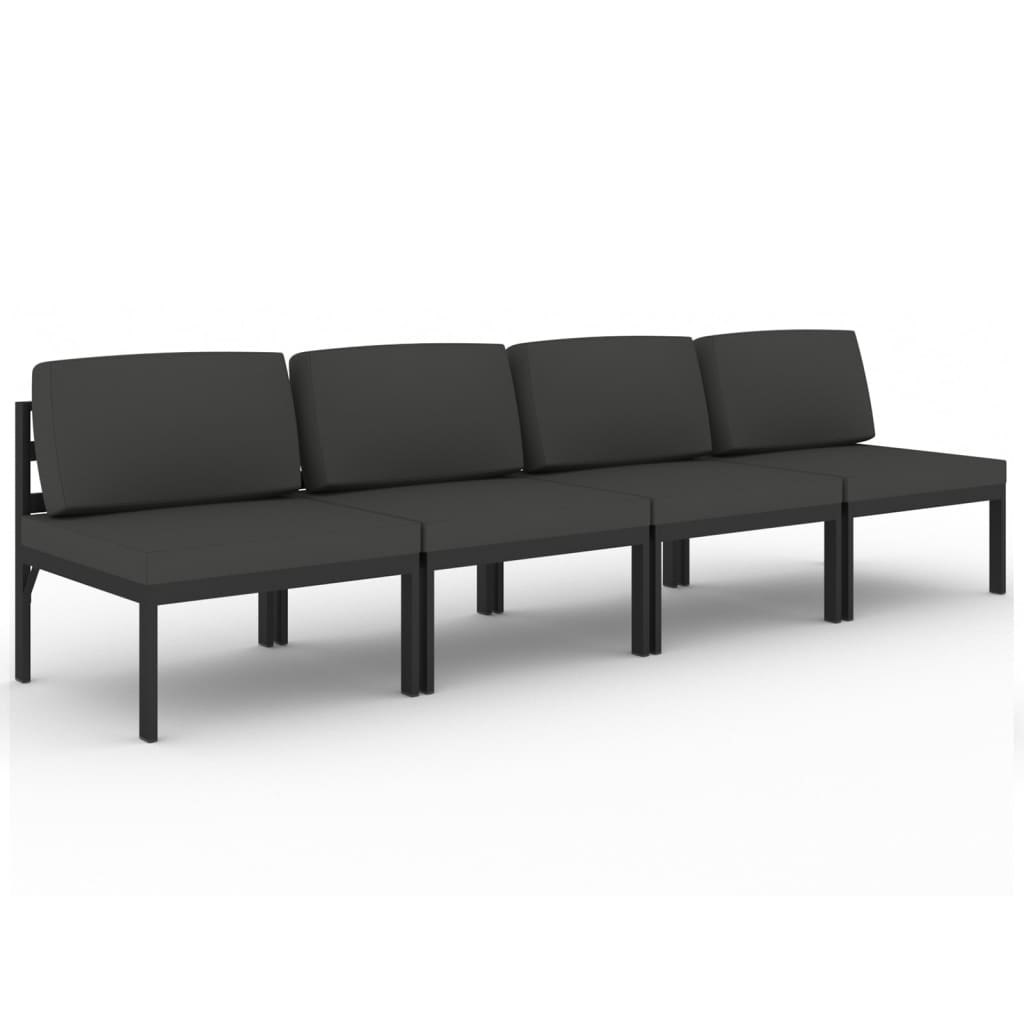 Vrtni četverosjed s jastucima aluminijski antracit