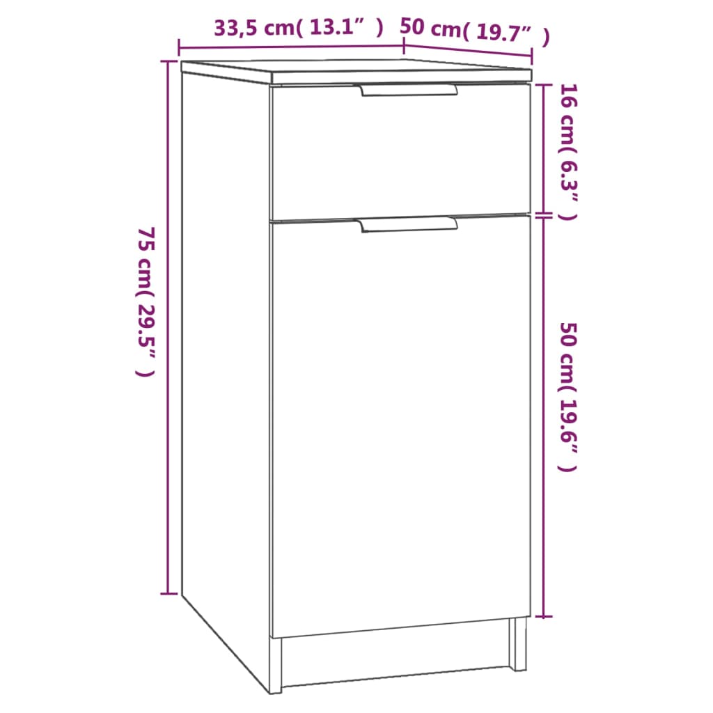 Ormarić za radni stol hrast 33,5 x 50 x 75 cm konstruirano drvo