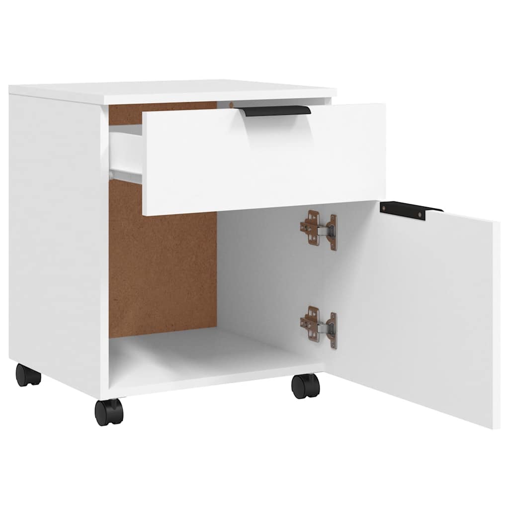 Mobilni ormarić za spise s kotačima bijeli 45 x 38 x 54 cm drvo