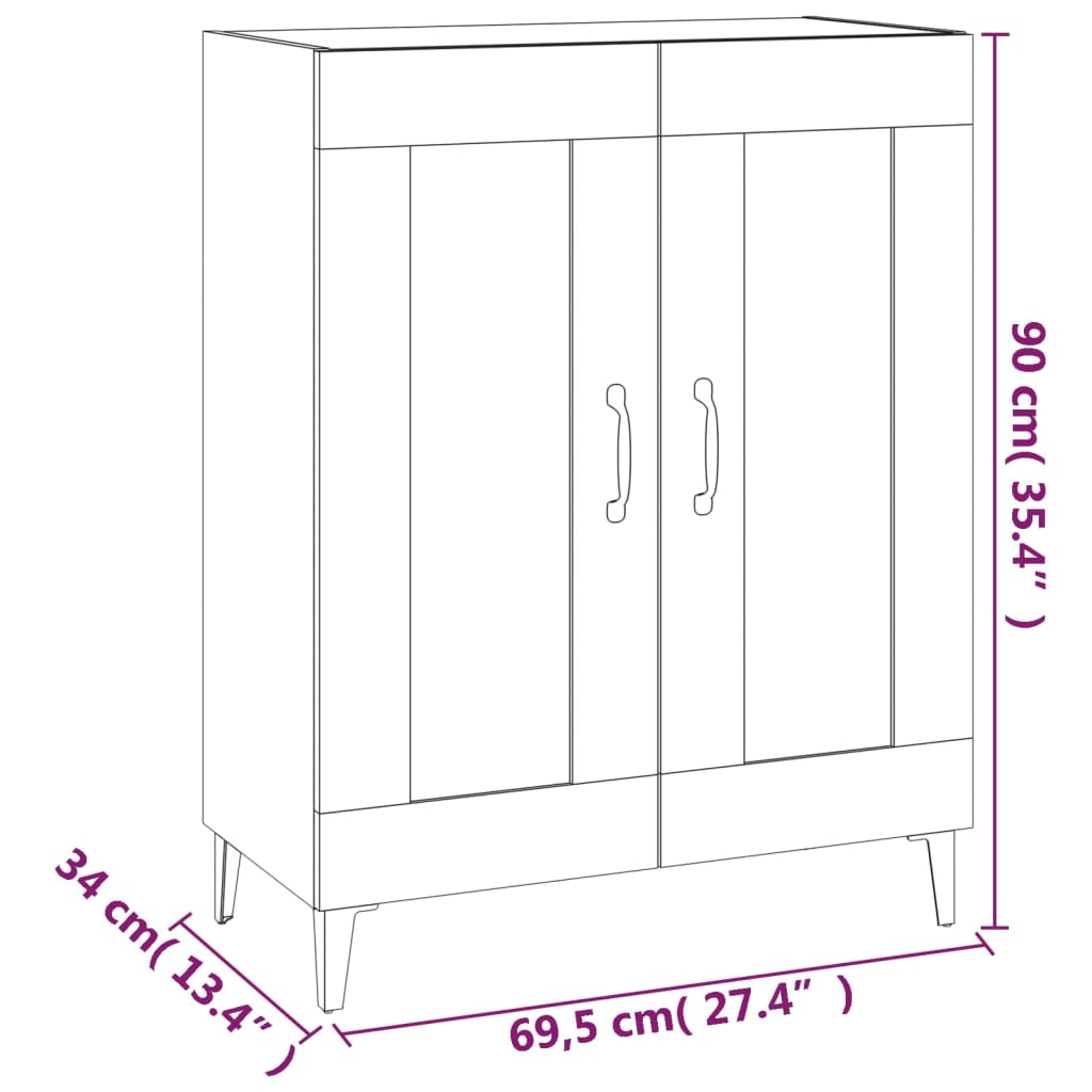 Komoda sjajna bijela 69,5x34x90 cm od konstruiranog drva