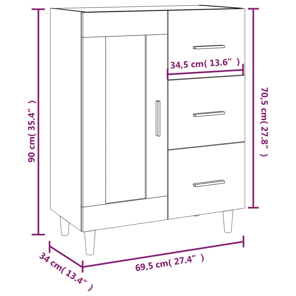 Komoda siva boja betona 69,5x34x90 cm od konstruiranog drva
