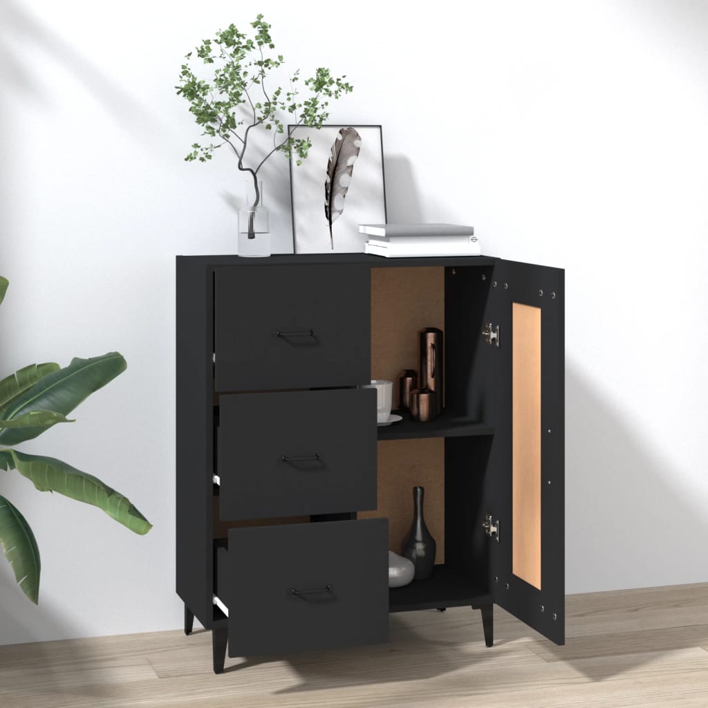 Komoda crna 69,5 x 34 x 90 cm od konstruiranog drva