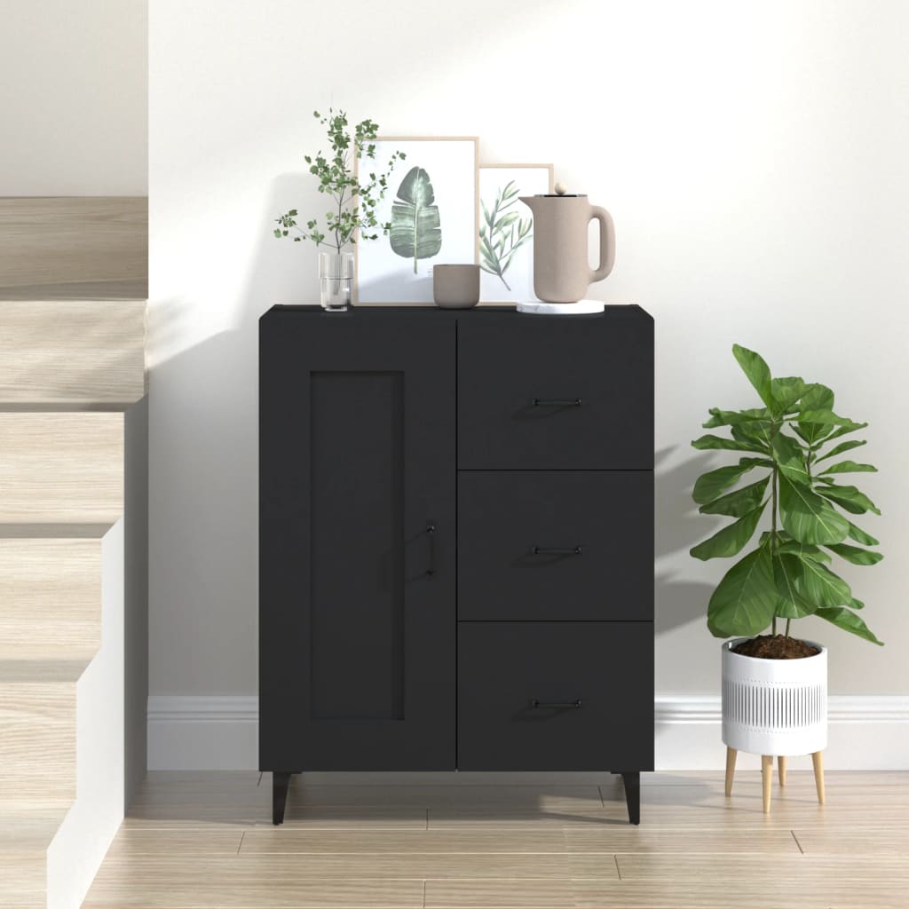 Komoda crna 69,5 x 34 x 90 cm od konstruiranog drva