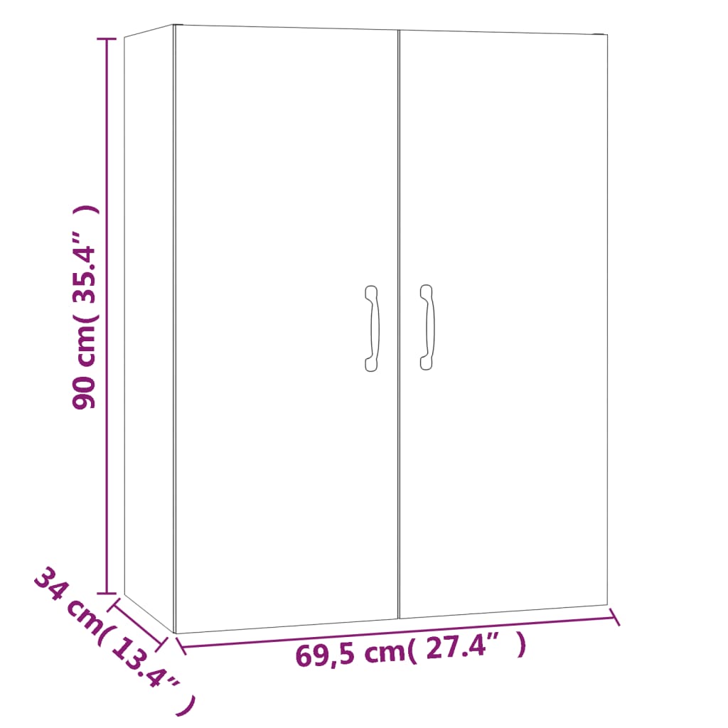 Viseći ormarić boja hrasta sonome69,5x34x90cm konstruirano drvo