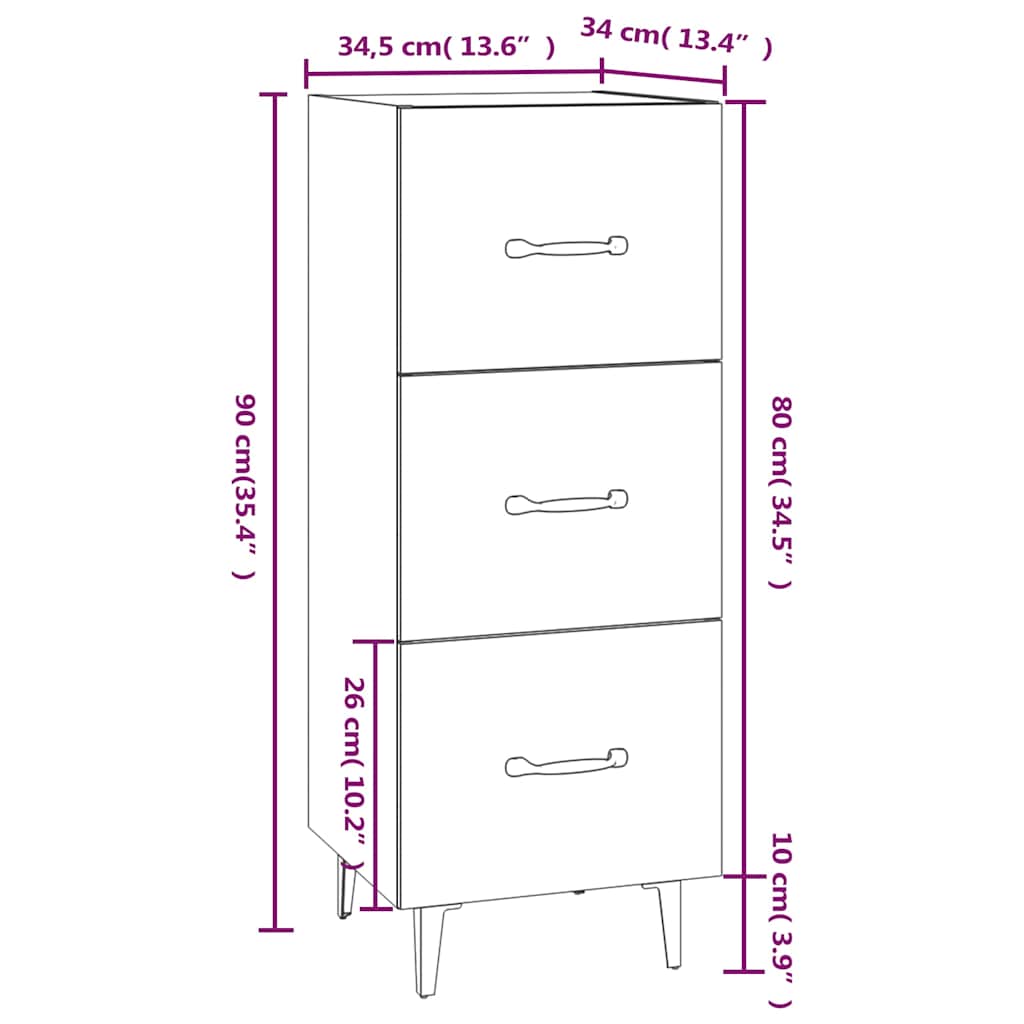 Komoda crna 34,5 x 34 x 90 cm od konstruiranog drva