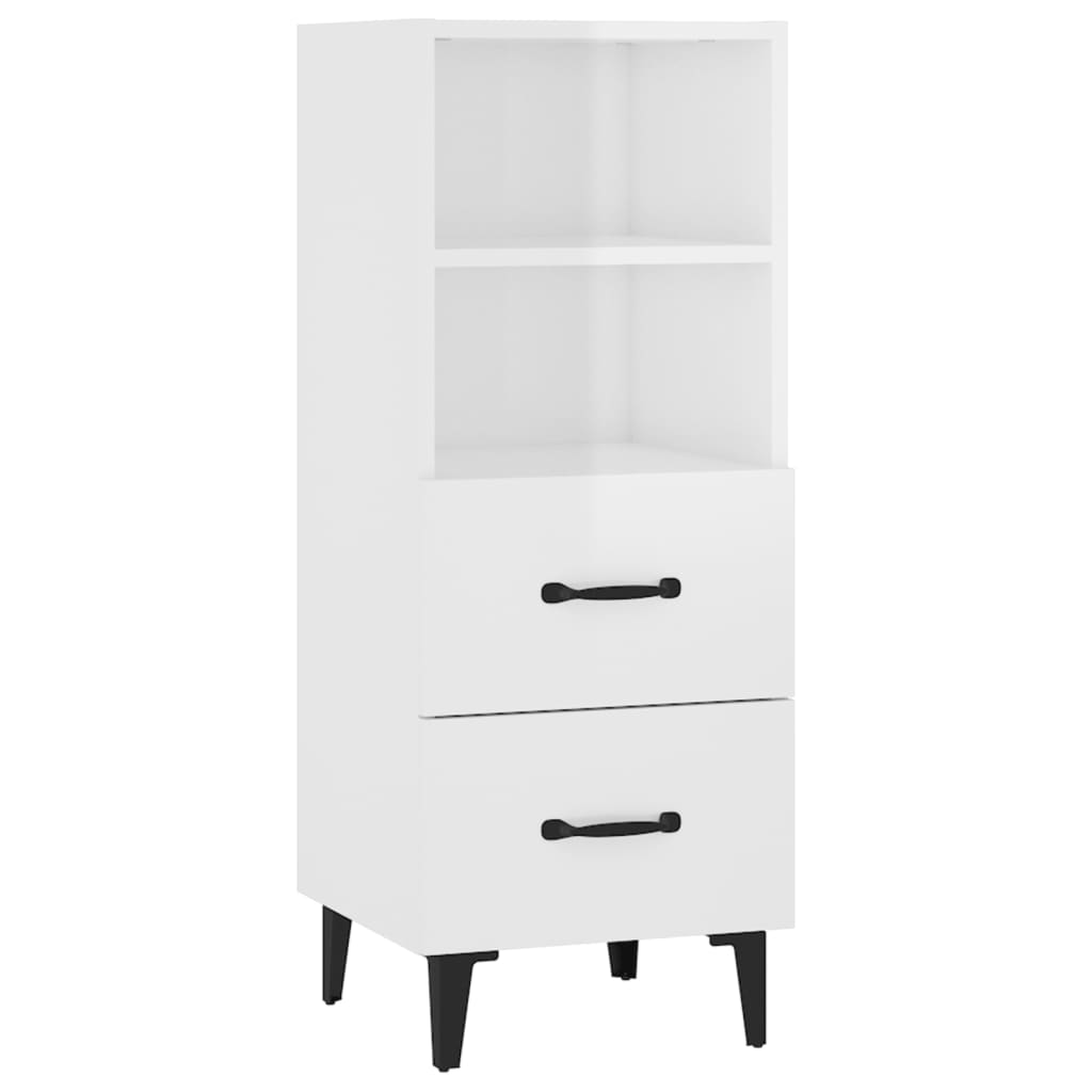 Komoda sjajna bijela 34,5x34x90 cm od konstruiranog drva