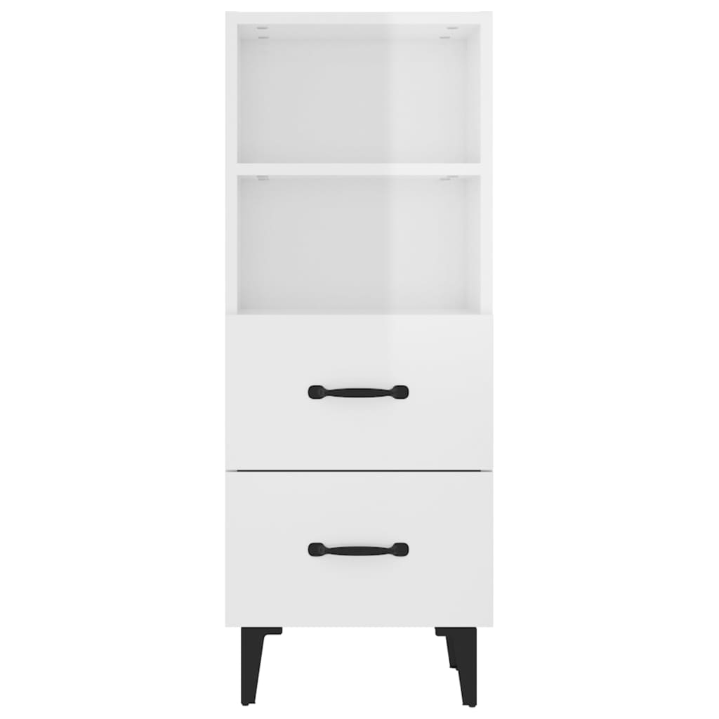 Komoda sjajna bijela 34,5x34x90 cm od konstruiranog drva