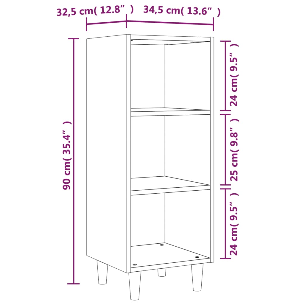 Komoda boja dimljenog sonome 34,5x32,5x90 cm konstruirano drvo