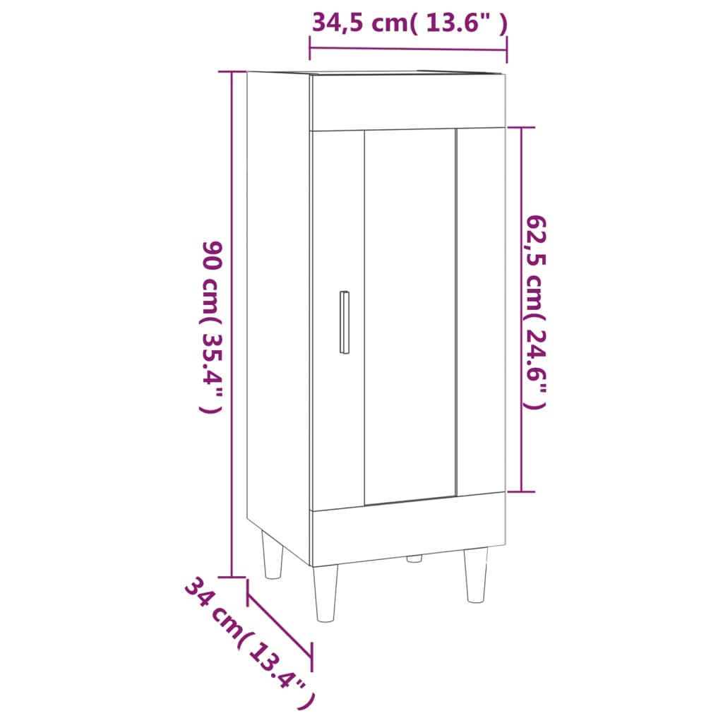 Komoda siva boja betona 34,5x34x90 cm od konstruiranog drva