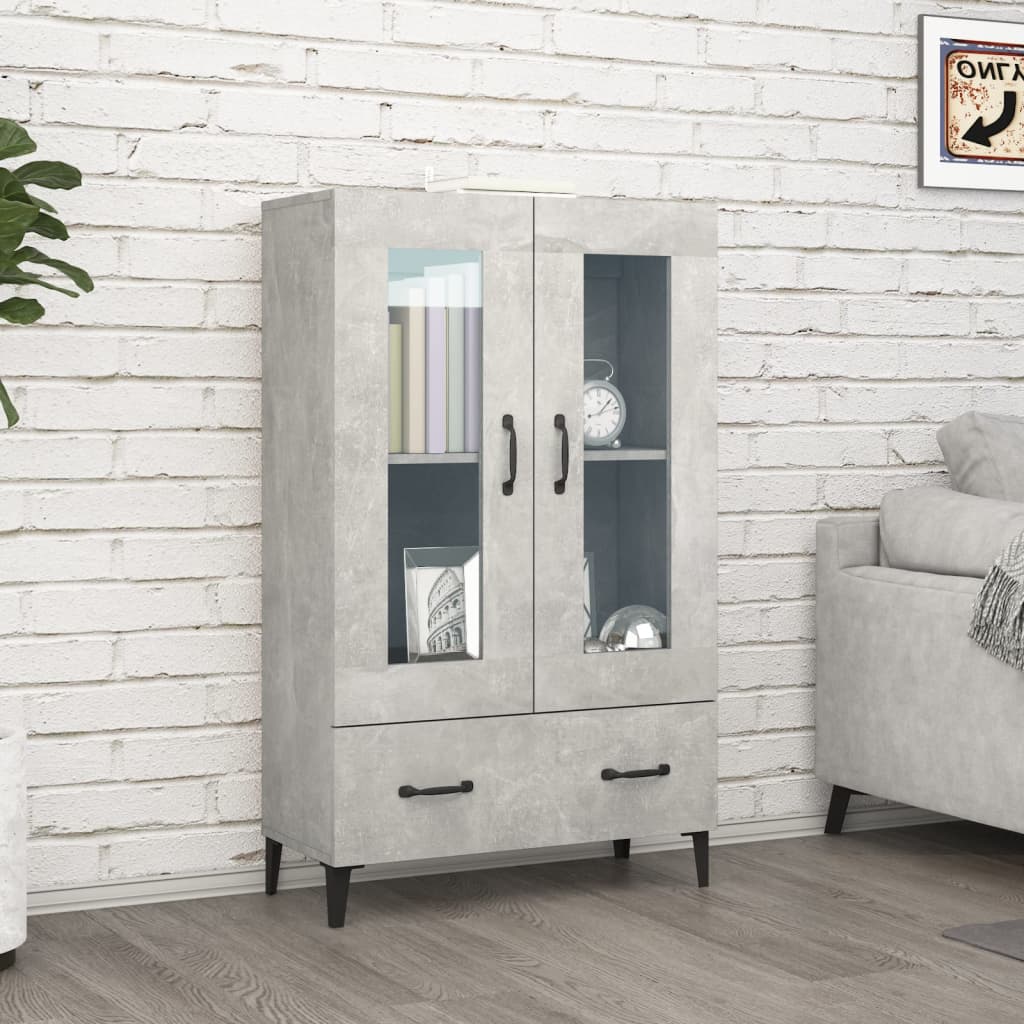 Visoka komoda siva boja betona 70x31x115 cm konstruirano drvo