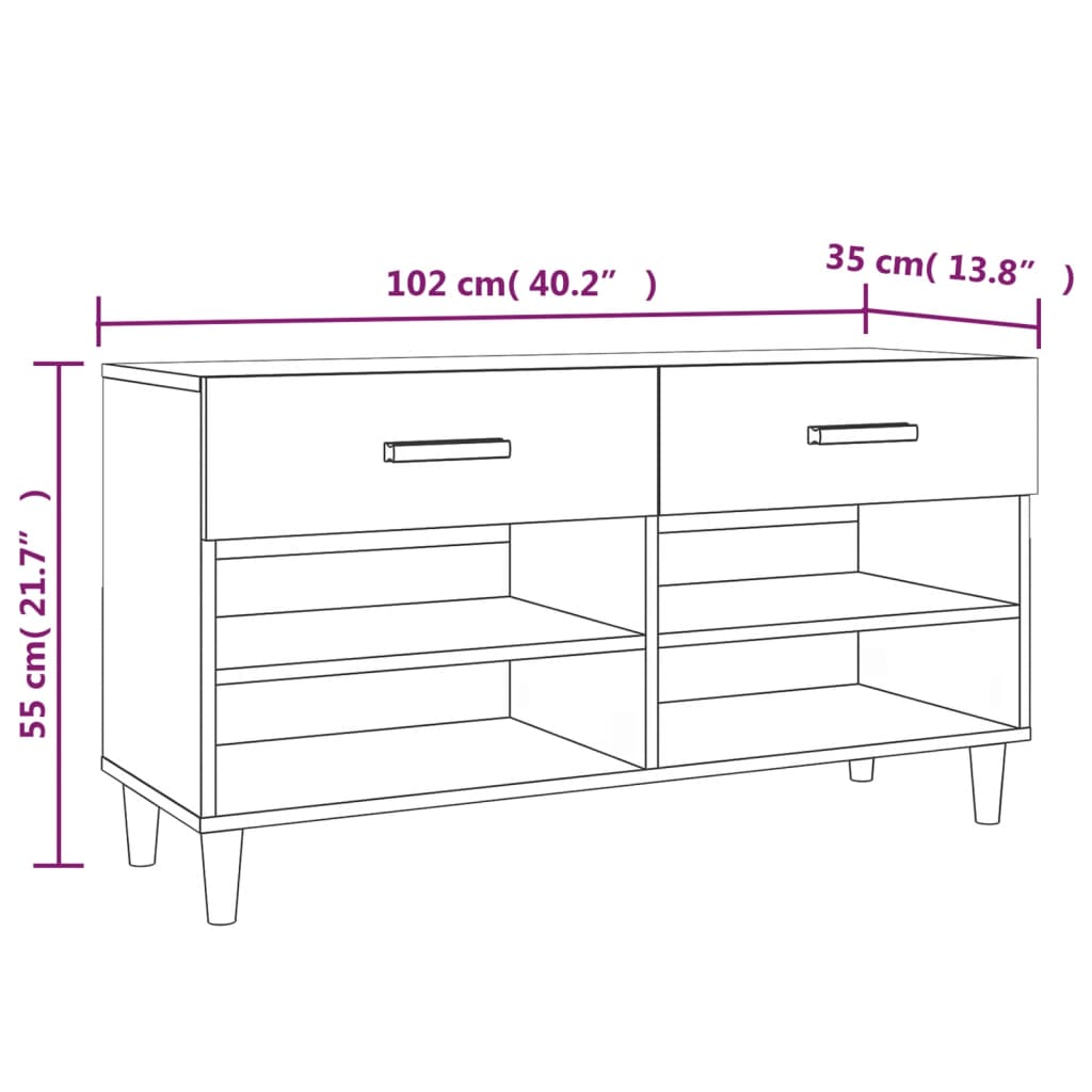 Ormarić za cipele Crno 102x35x55 cm od konstruiranog drva