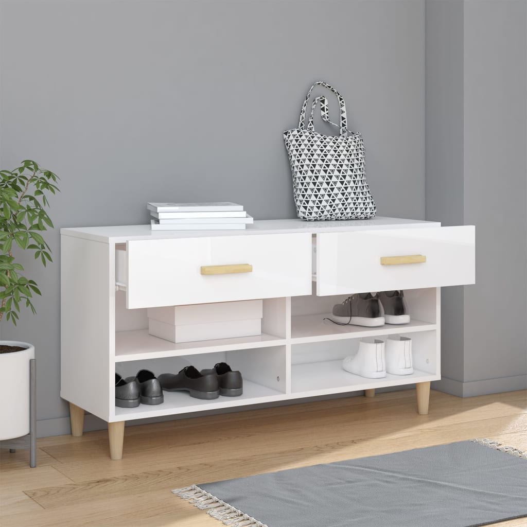 Ormarić za cipele sjajni bijeli 102x35x55 cm konstruirano drvo