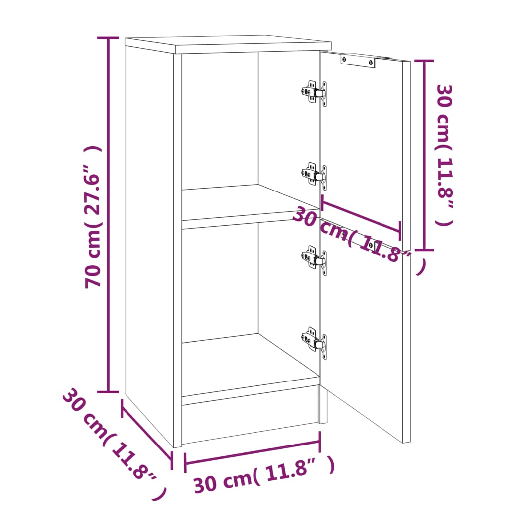 Komode boja dimljenog hrasta 30x30x70cm konstruirano drvo