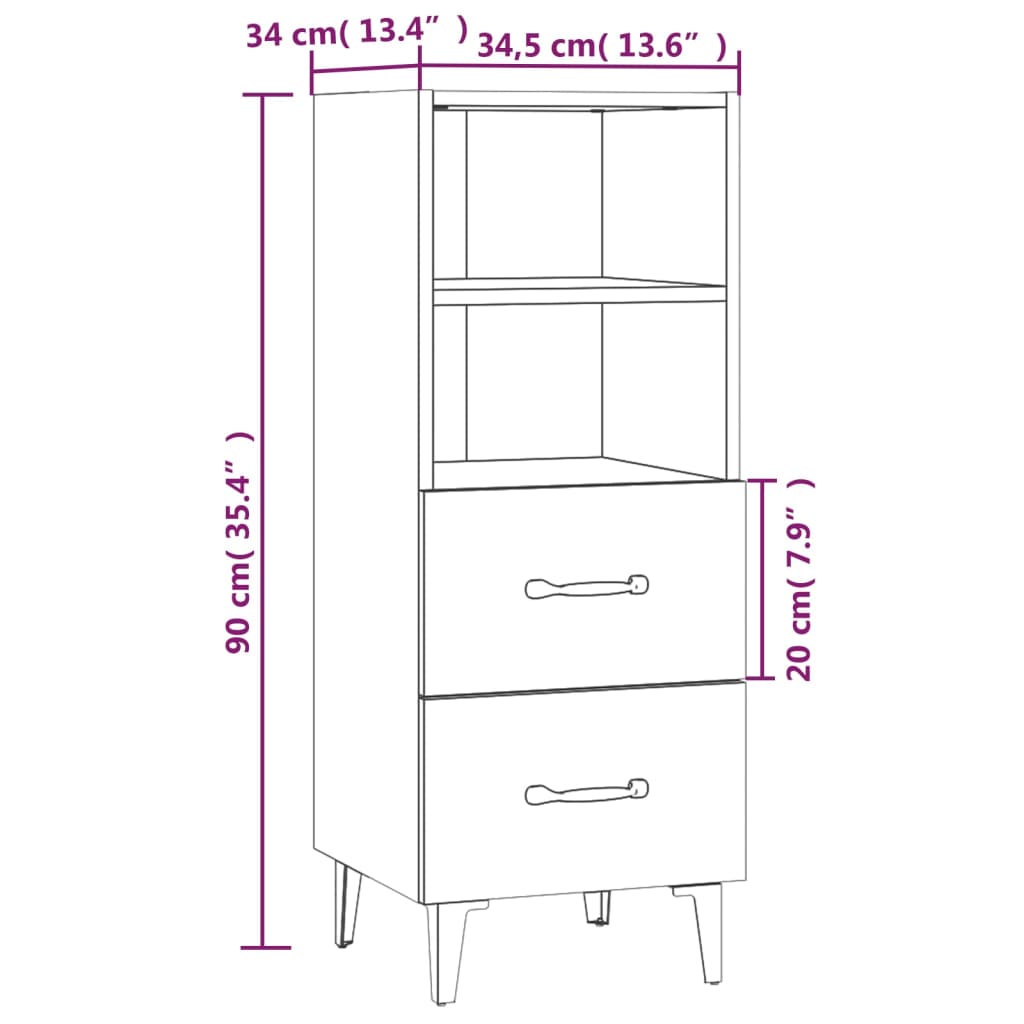 Komoda boja dimljenog hrasta 34,5x34x90 cm konstruirano drvo