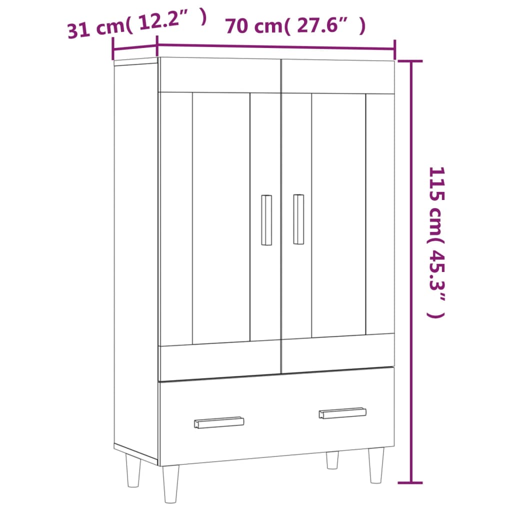 Komoda boja dimljenog hrasta 70 x 31 x 115 cm konstruirano drvo