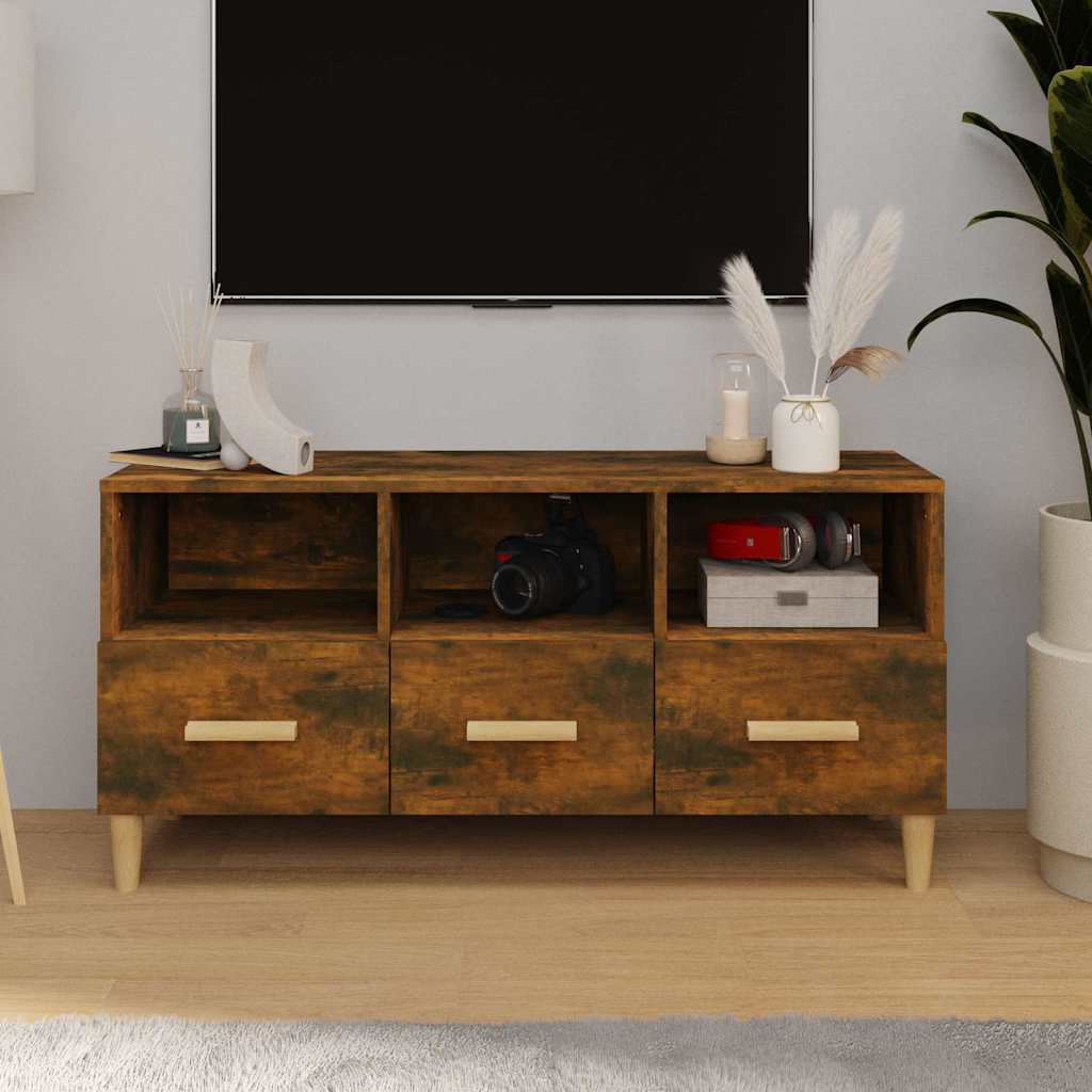 TV ormarić boja dimljenog hrasta 102x36x50 cm konstruirano drvo Smeđa
