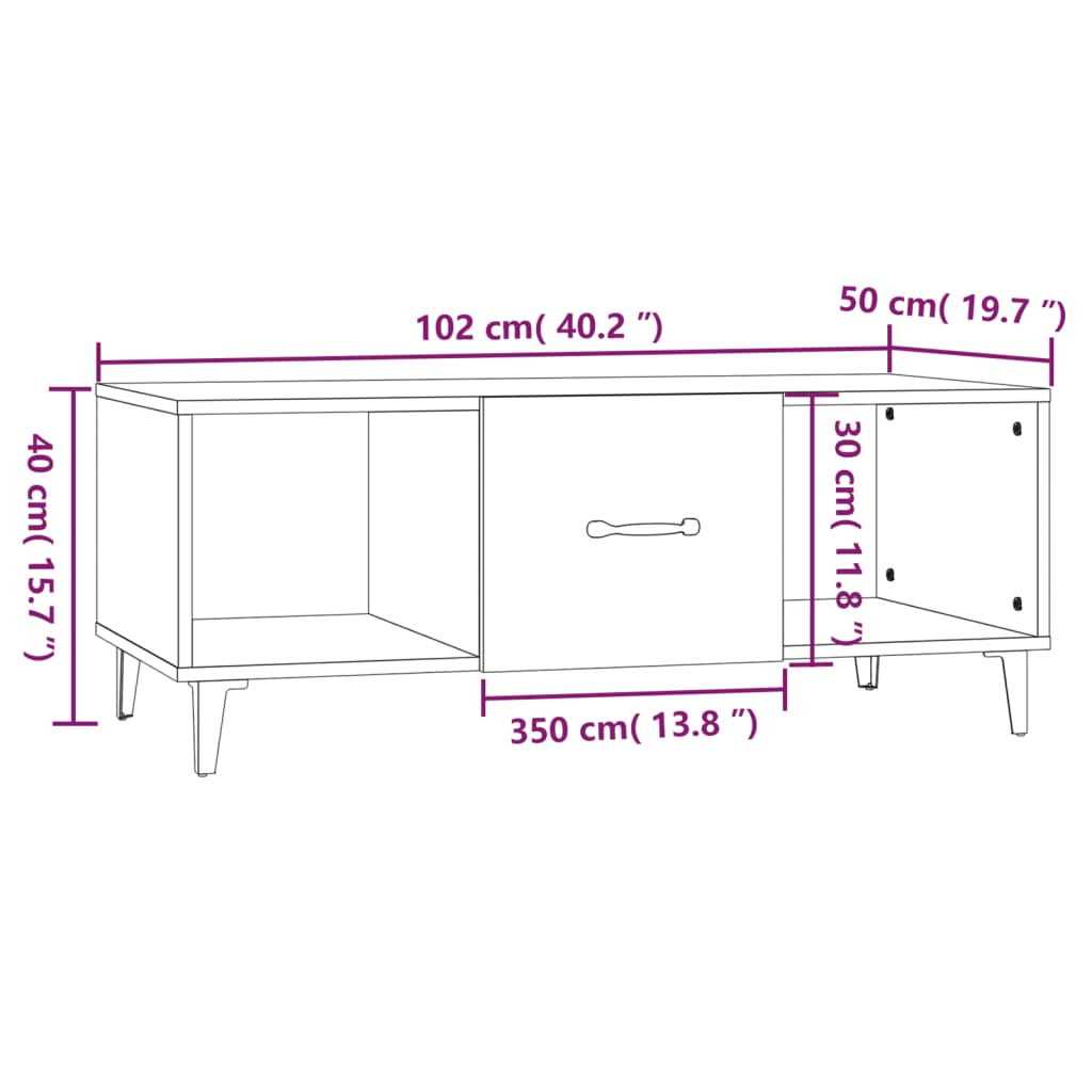 Stolić za kavu boja hrasta 102x50x40 cm konstruirano drvo