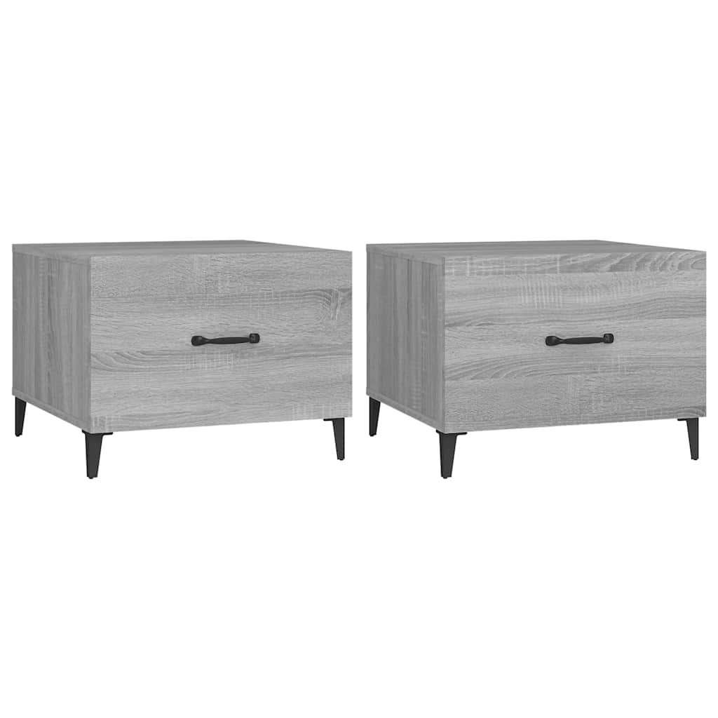 Stolići za kavu s metalnim nogama 2 kom boja hrasta 50x50x40 cm Siva