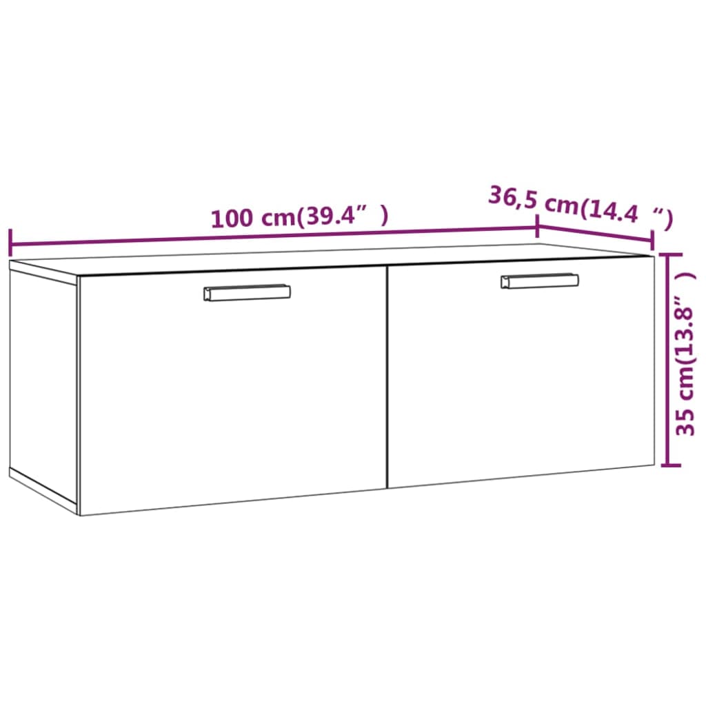 Zidni ormarić boja sivog hrasta100x36,5x35 cm konstruirano drvo