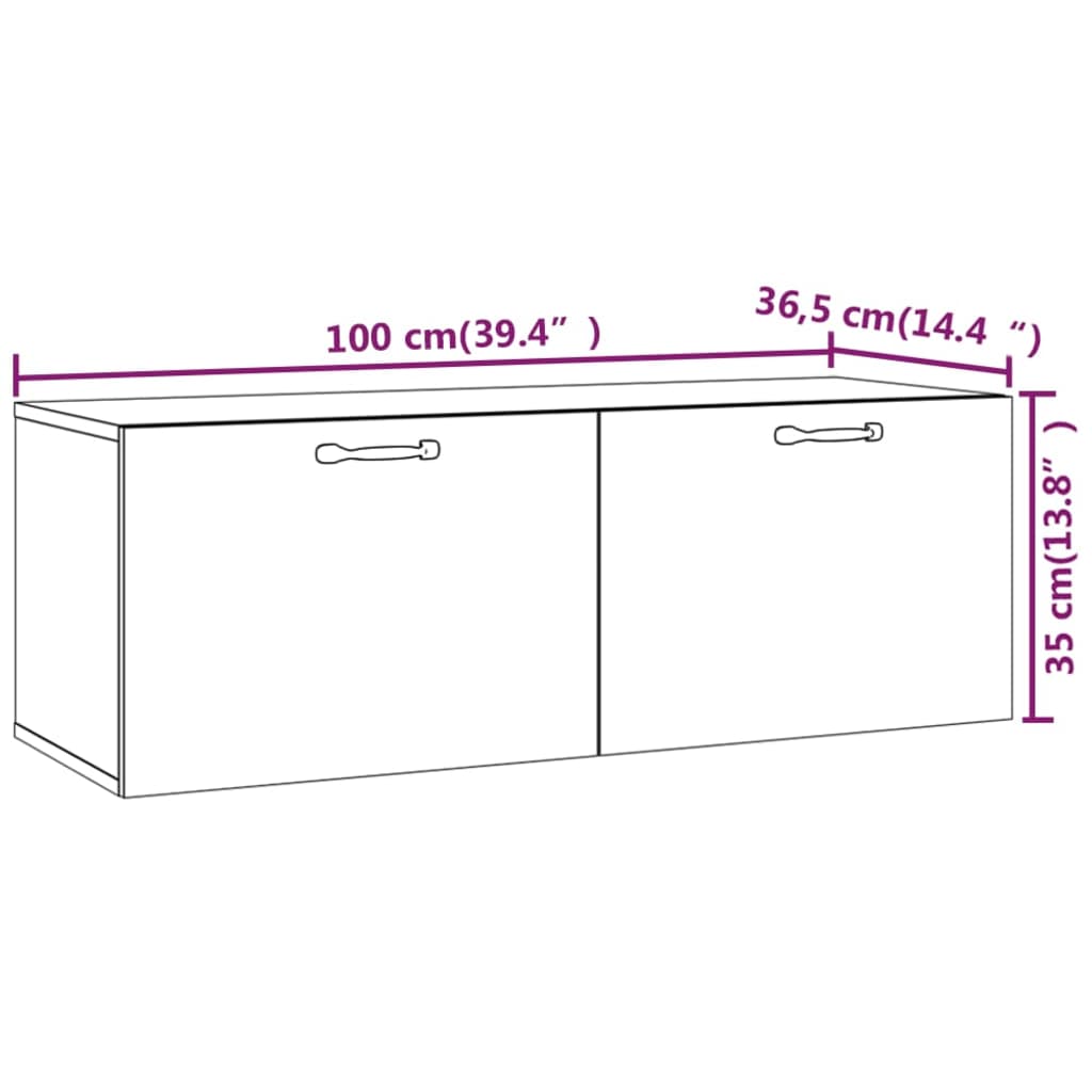 Zidni ormarić boja hrasta 100 x 36,5 x 35 cm konstruirano drvo