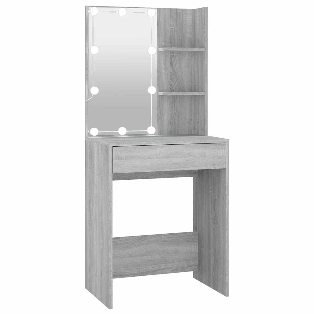 Toaletni stolić s LED svjetlima boja hrasta sonome 60x40x140 cm