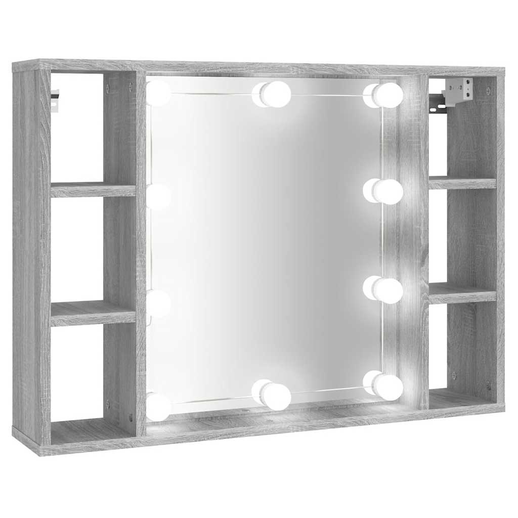 Ormarić s ogledalom LED boja hrasta sonome 76x15x55 cm