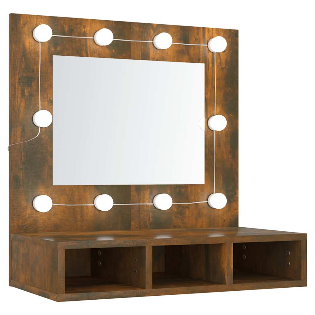 Ormarić s ogledalom LED boja dimljenog hrasta 60x31,5x62 cm