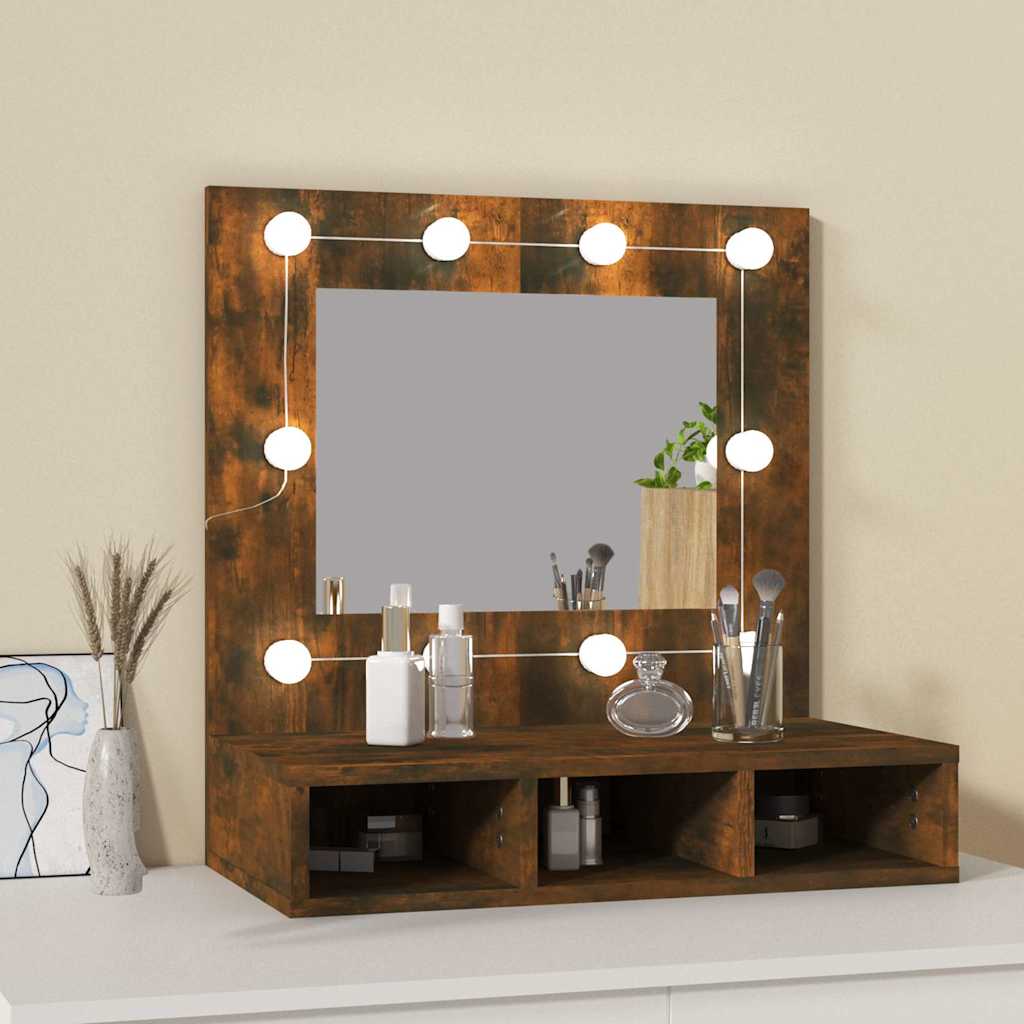 Ormarić s ogledalom LED boja dimljenog hrasta 60x31,5x62 cm
