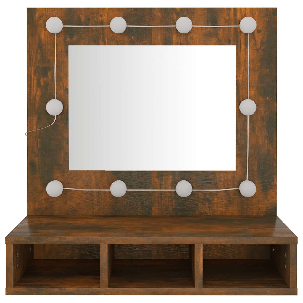 Ormarić s ogledalom LED boja dimljenog hrasta 60x31,5x62 cm