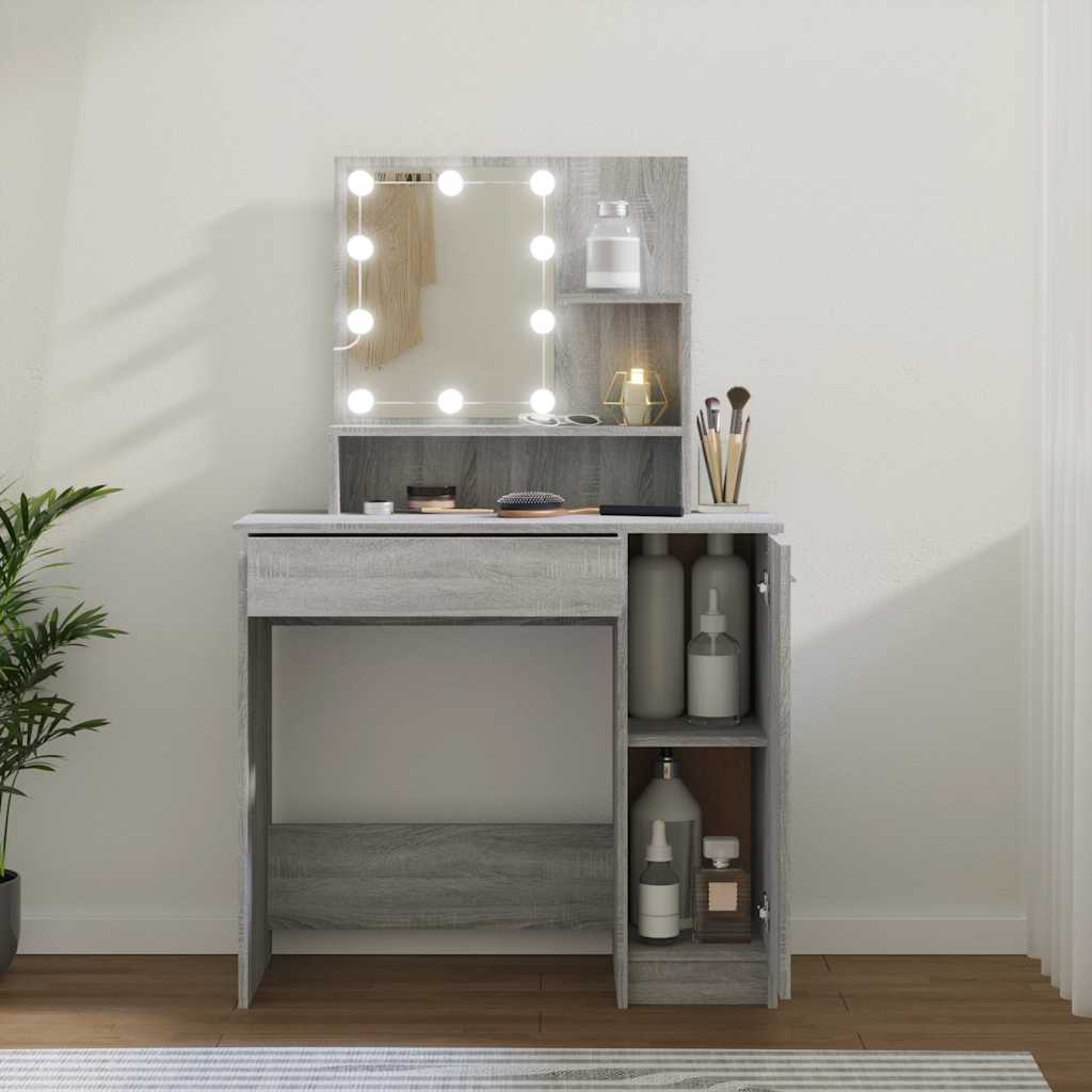 Toaletni stolić LED boja hrasta sonome 86,5x35x136 cm