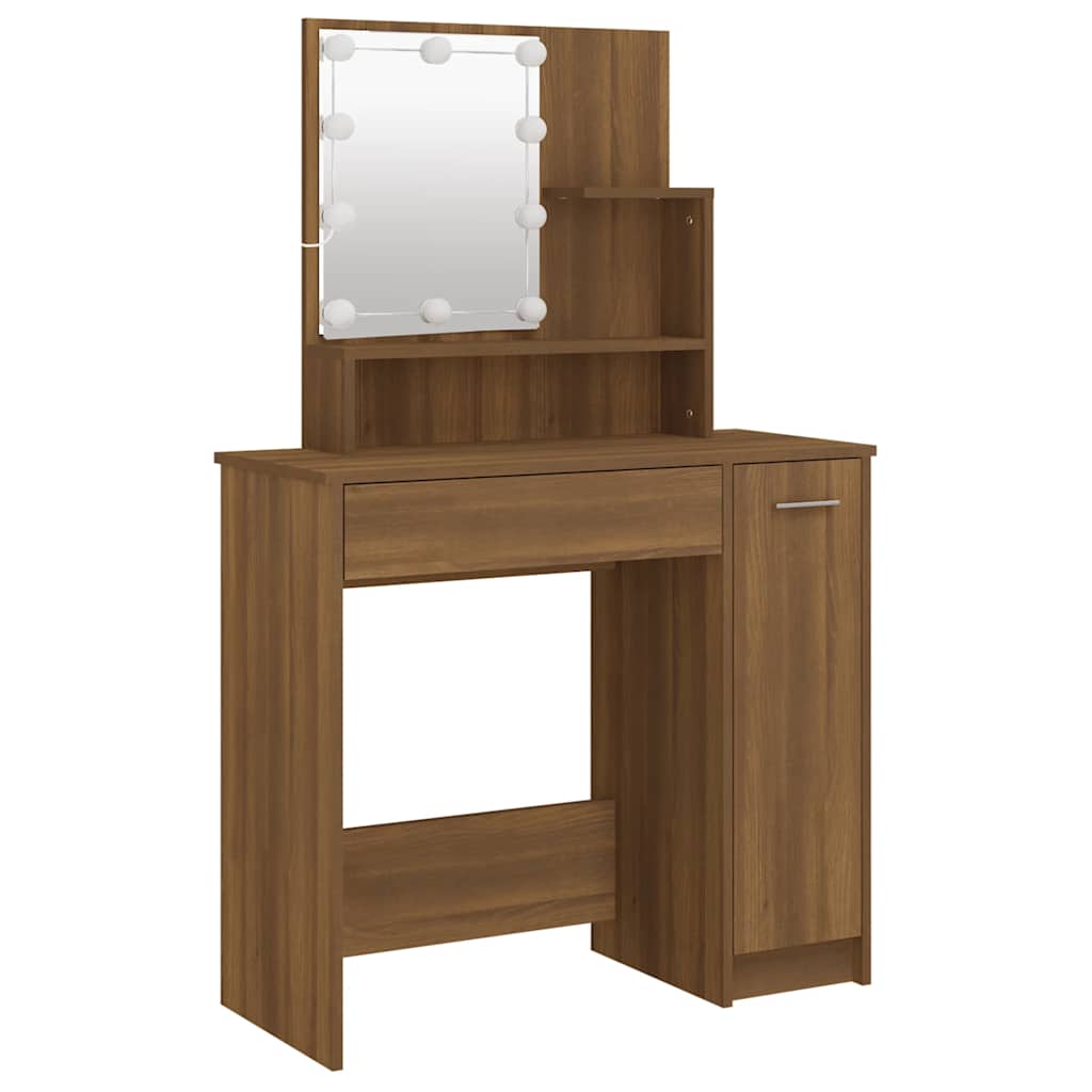 Toaletni stolić LED boja smeđeg hrasta 86,5x35x136 cm