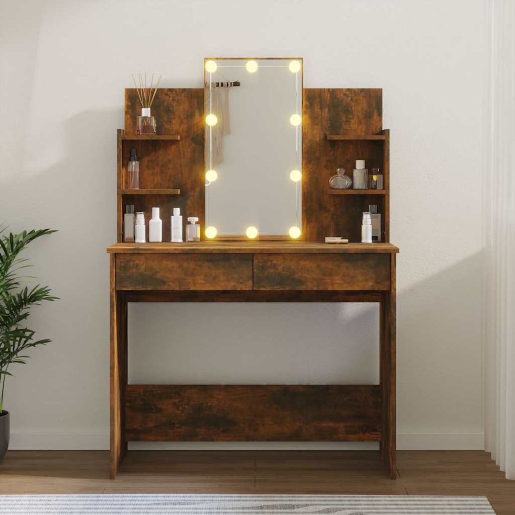 Toaletni stolić LED boja dimljenog hrasta 96x40x142 cm