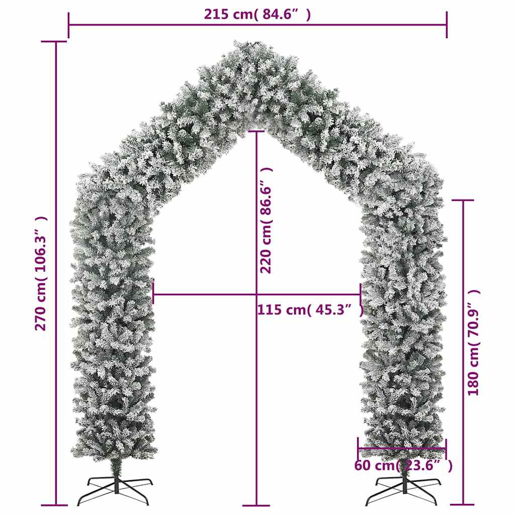 Luk od božićnih drvca sa snijegom 270 cm