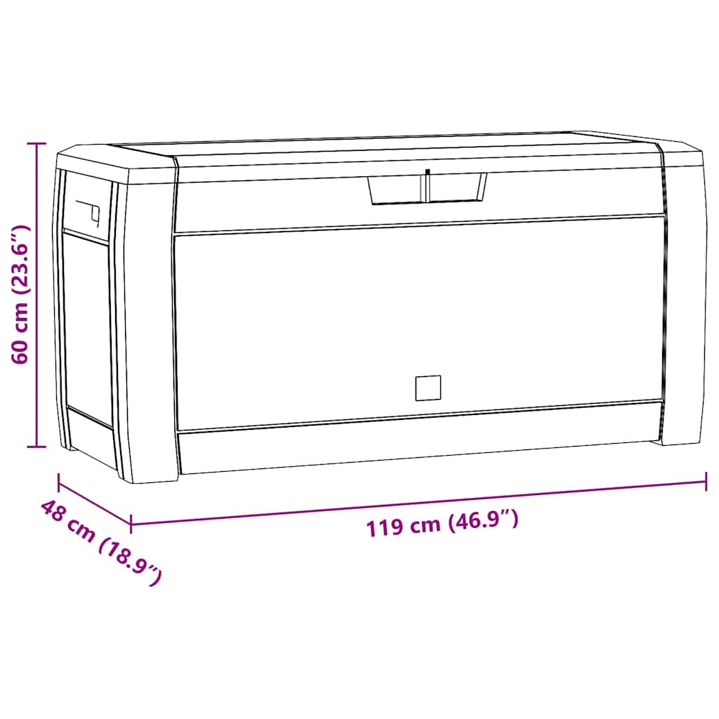 Vrtna kutija za pohranu antracit 119 x 48 x 60 cm polipropilen